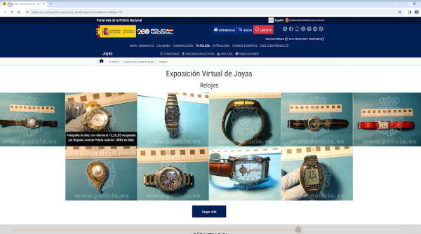 La Policía Nacional expone en su web miles de joyas y objetos de valor recuperados en operaciones policiales